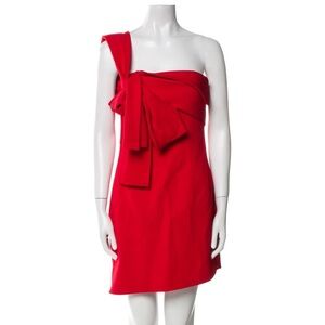 NWT Givenchy Cherry Red One Shoulder Big Bow Mini Dress Size 8